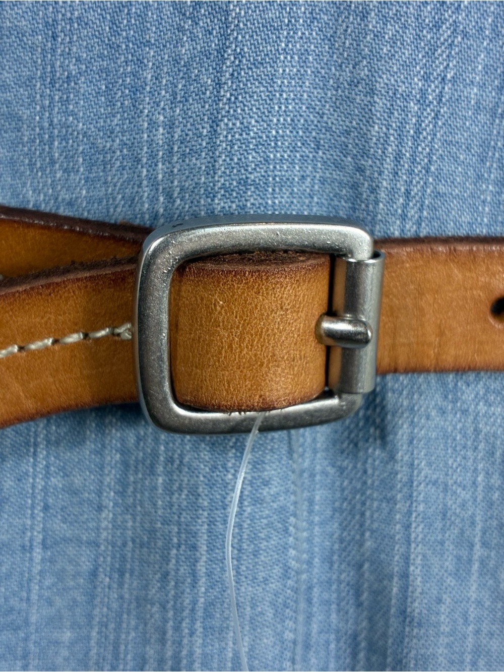GAP Womens belt Tan Cow Leather Belt with Silver Buckle stitching minimalist